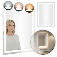 LED oglindă de baie pentru perete 50x70 cm 3 culori ModernHome comutator tactil