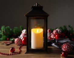 Lucerna MagicHome Vánoce, LED, 3xAAA, plast, hnědo-měděný, 14x14x33 cm