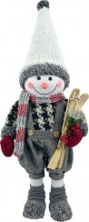 Dekorace MagicHome Vánoce, Sněhulák chlapec s lyžemi, 60 cm