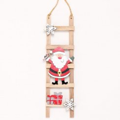 Hängende Dekoleiter mit Weihnachtsmann 28,5x9x2 cm Holz