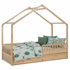 Montessori ágy, 90x200, természetes, tömör, BIANKA