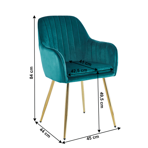Designer-Sessel, smaragdgrüner Samtstoff/Gold-Chrom-Gold, ADLAM
