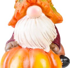 MagicHome Naturdekoration, Zwerg auf Kürbis, Polyresin, 10x11,5x18,5 cm