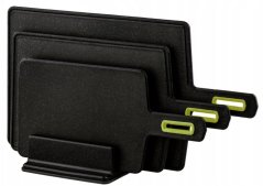 Schneidebrett UH 30x22, 26x18, 21x15 cm 3er Set + Ständer schwarz