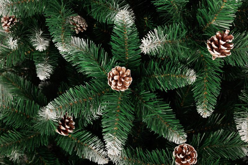 MagicHome Weihnachtsbaum Albero, Tanne, schneebedeckte Enden, mit Tannenzapfen, 180 cm