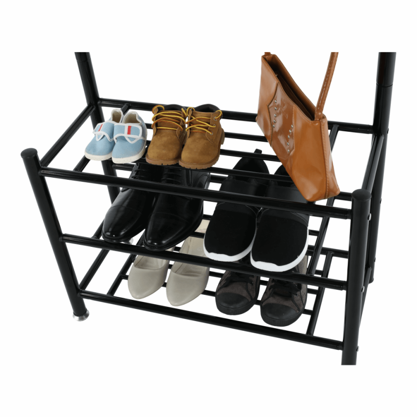 Kleiderbügel mit Schuhregal, schwarzes Metall, BARNUM