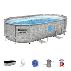 Basen Bestway® Power Steel™, seria Vista, 56714, filtr, pompa, drabina, arkusz, dozownik, 4,27x2,5x1 m
