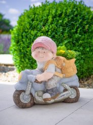 Dekorácia MagicHome, Chlapček na motorke, keramika, 38x20x36 cm