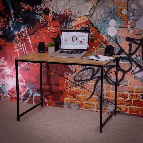 Radni stol, hrast/crna, 100x60 cm, MELLORA