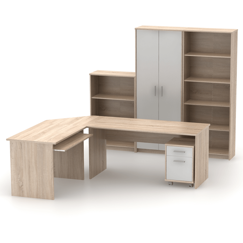 Büroschrank, Sonoma-Eiche/Weiß, JOHAN 2 NEW 13 JH033