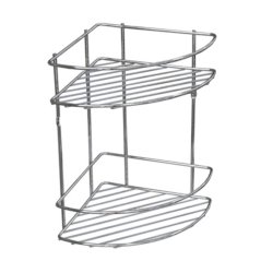 Badezimmerregal 2-stufig, Eckdraht, Chrom, 28,5 x 21 x 31 cm, KLC