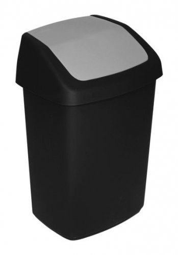 Coș de gunoi Curver® SWING, 10 litri, 19,8x24,6x37,3 cm, negru/gri, pentru gunoi
