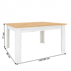 Jedilna miza, zložljiva, zlata craft hrast/bela craft hrast, 135-184x86 cm, SUDBURY