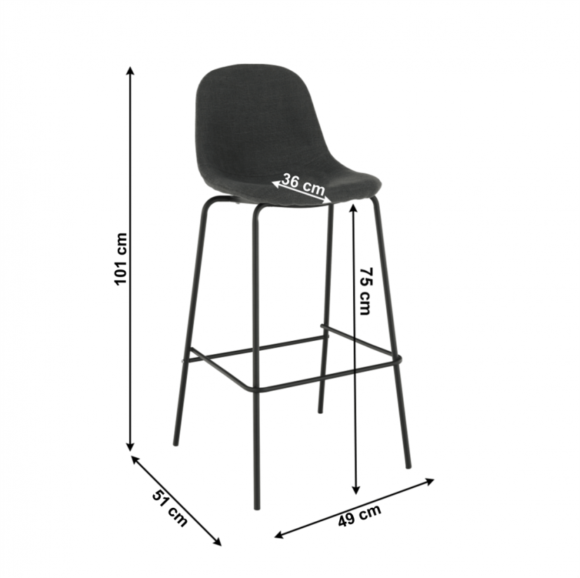 Barhocker, dunkelgrauer Stoff/Metall, MARIOLA 2 NEU