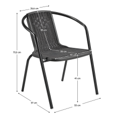 Garten-Stapelstuhl, schwarz, Stahl/Kunststoff, FRENY