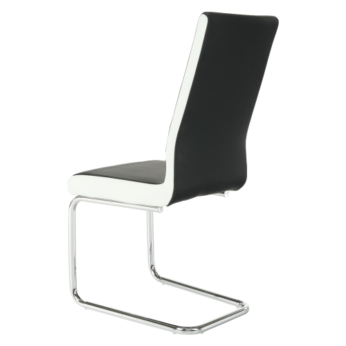Krzesło do jadalni, ekoskóra czarny, biały/chrom, NEANA