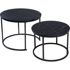 Kihúzható kerek asztal, 2 db, 60/50 cm, fekete