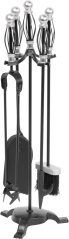 Set de inserturi pentru șemineu Homefire FT23SB, 5 piese, nichelat, 66 cm, unelte pentru șemineu