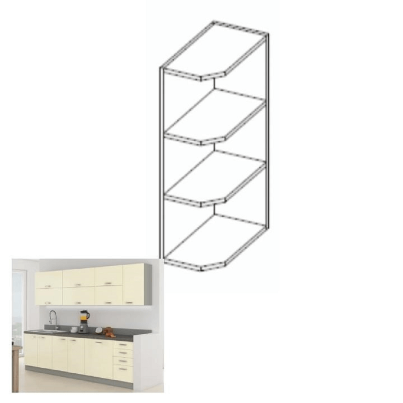 Eckschrank mit Regalen, oben, grau, PRADO 30 G ZAK-72