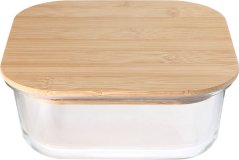 Borcan MagicHome, pătrat, 1200 ml, cu capac din bambus