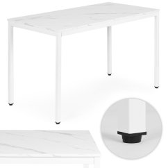Kuchynský stôl pre 4-5 osôb 120x60 cm biely mramor (akce)