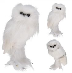 Figurica sovice 15x9x18 cm bela mešanica