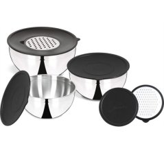 Skleda s pokrovom in strgalnikom iz nerjavečega jekla 9d KLC set