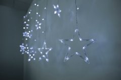 Reťaz MagicHome Vianoce Curtain, 138x LED studená biela, s hviezdami, 230V, 8 funkcií, osvetlenie, L-220x60/90 cm