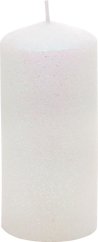 MagicHome Weihnachtskerze, 5,5x12 cm, zylindrisch, weiß, mit Glitzer