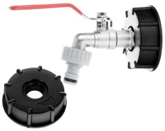 Metalni ventil za Mauser spremnik od 1000 l, navoj 3/4", izlaz za brzu spojnicu 1/2", GEKO