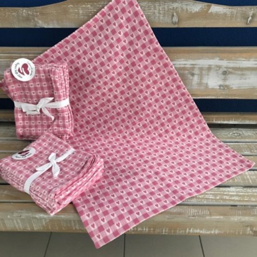 Ręcznik kuchenny tkany bawełniany super miękki różowy 3 szt, 50x70cm, 270 g/m2