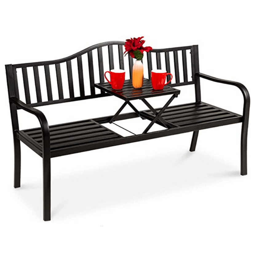 Vrtna klupa sa stolom, crna, DAGNO