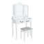 Toaletna mizica s stolčkom, bela/srebrna, REGINA NOVO