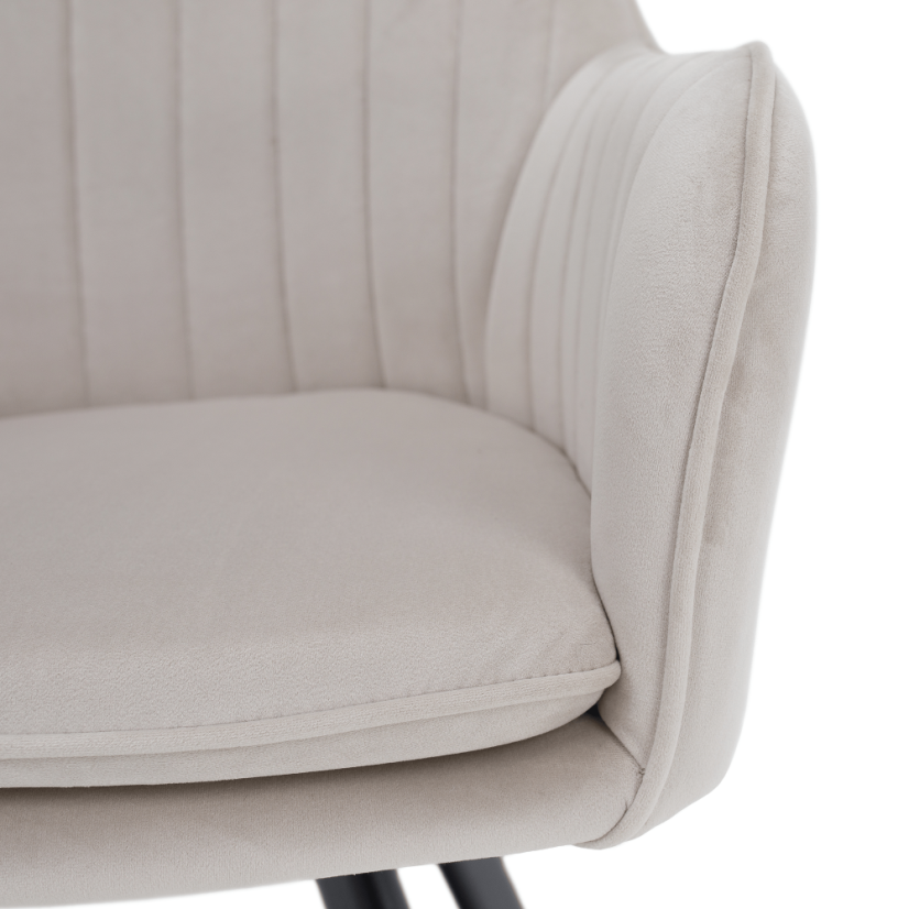 Designer-Sessel, beige Samtstoff, AURIL