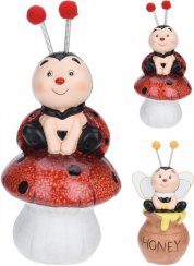 Siedząca figurka pszczoły/biedronki 9,5x19,5 cm mieszanka ceramiczna