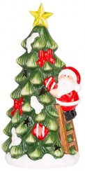 Decor de Crăciun MagicHome, Brad cu Moș Crăciun, LED, teracotă, 11x8,7x21,8 cm