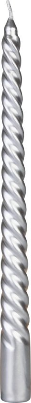 MagicHome Weihnachtskerze, 25 cm, Packung. 4 Stk., Silber, Spirale, gedreht
