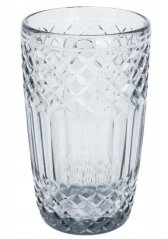 Pohár na vodu sklenený brúsený, 380ml, šedý