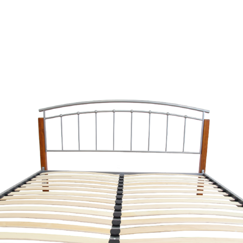 Łóżko podwójne, drewno olchowe/srebrny metal, 180x200, MIRELA