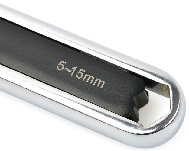 Verstellbarer Steckschlüssel - doppelseitig 5-15 mm/15-27 mm CrV, Gesamtlänge 24 cm, GEKO