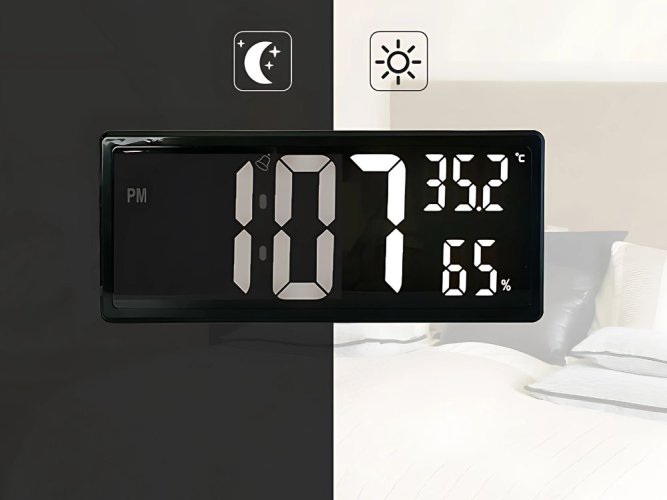 Elektronický budík digitálny led stojaci prívesok teplota vlhkosť