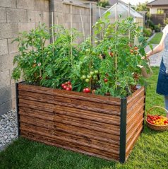 Strend Pro Garden Blumenbeet, 200x100x77cm, 3D-Design Holz, Metall, erhöht