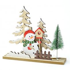 Dekorativno drvce sa snjegovićem 22x5x18,5 cm drvo