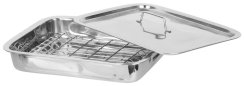 MagicHome tepsi 38x28x6 cm, grillrácstal és fedéllel, rozsdamentes acél