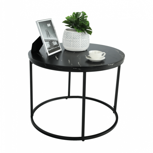 Klubska mizica, črni marmor/črna kovina, GAGIN