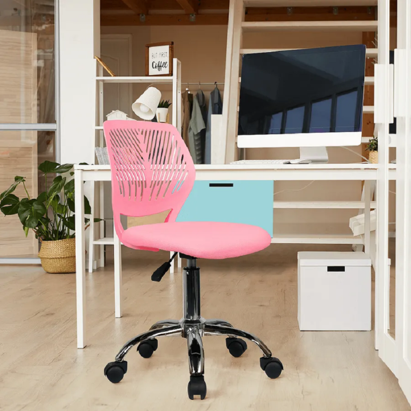 Vrtljivi stol, roza/krom, SELVA (akce)