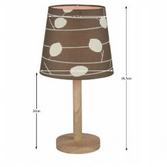 Stolní lampa, dřevo/látka vzor listy, QENNY TYP 6 LT6026