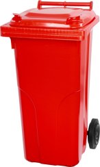 Konténer MGB 120 lit., műanyag, piros, HDPE, hamutartó hulladéknak