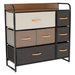 Kommode mit Stoffschubladen, beige/braun, HAZEL TYP 3