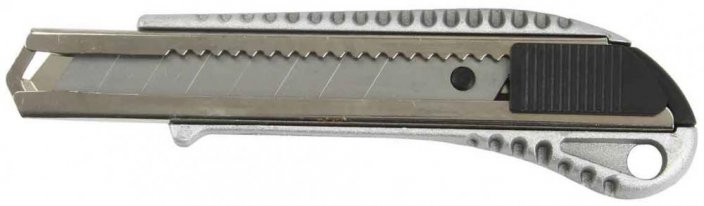 Nůž s ulamovací čepelí 18 mm, kovový s tlačítkem Profi, MAR-POL